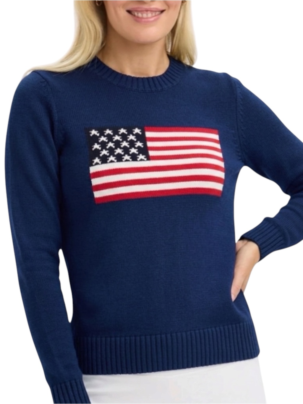 Renwick American Flag Sweater Womens Xs Navy Cotton Nwt